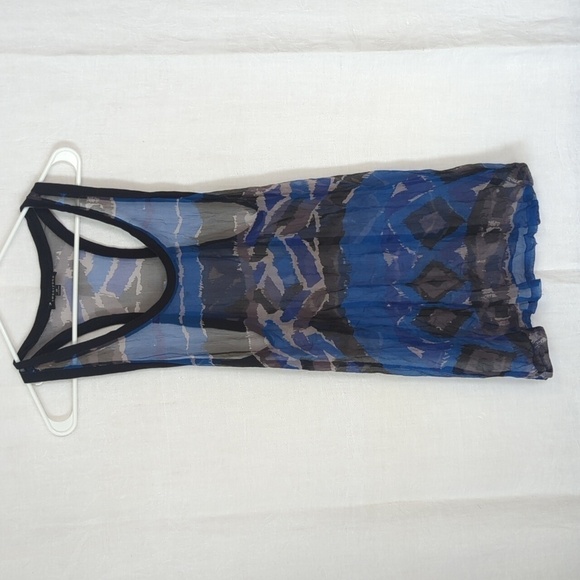 Forever 21 Tops - 🍉 Twenty One Blue Black Abstract Pattern Silk Racerback Tank Sheer Size Medium